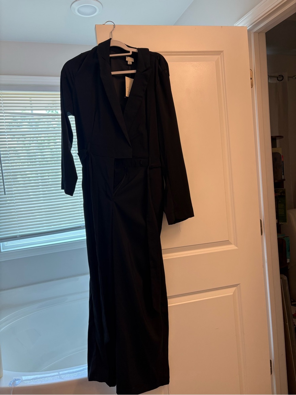 a new day Black Long Sleeve Jumpsuit with Blazer Collar
